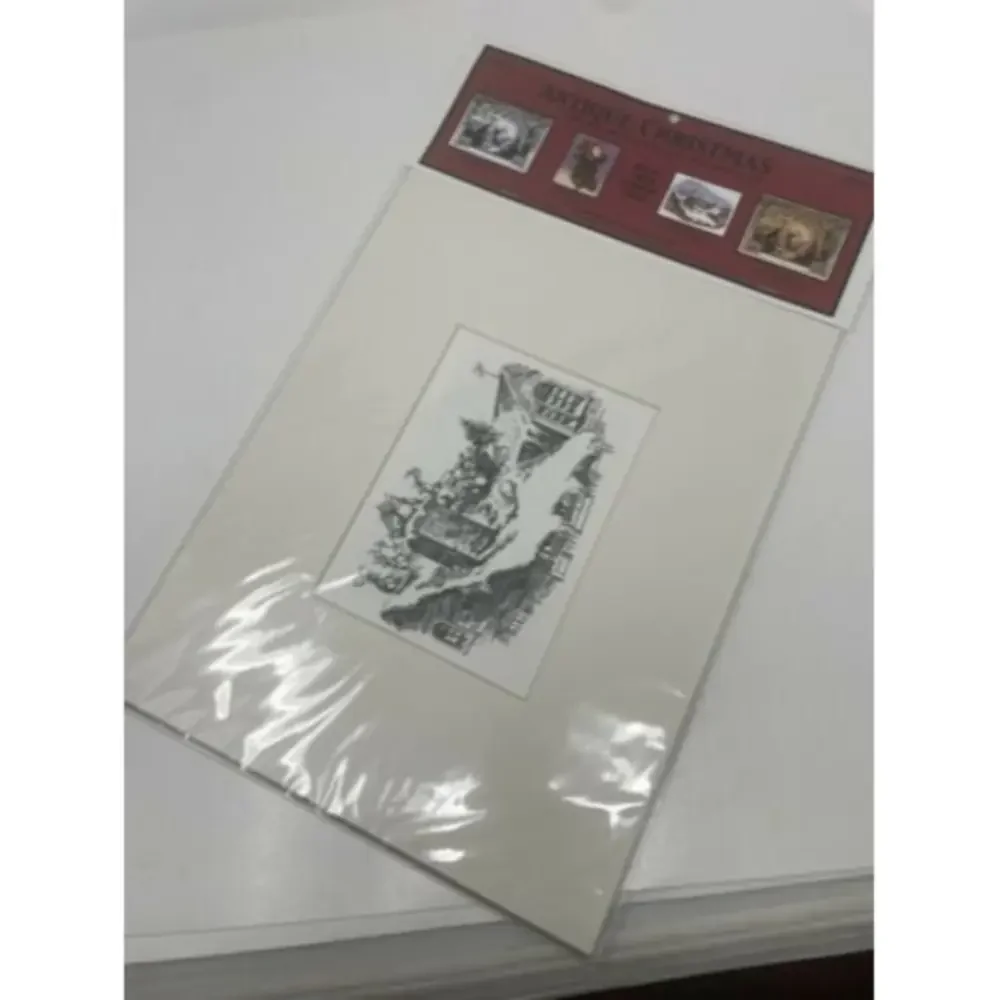 3 Ready To Color Christmas Adult Coloring Matted Pictures‎ Santa On Roof